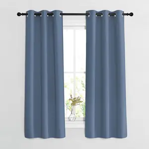 NICETOWN Bedroom Blackout Curtains and Drapes 54 inch Long - Window Treatment Thermal Insulated Solid Grommet Light Blocking for Night Shift (Stone Blue， W37 x L54， 2 Panels)