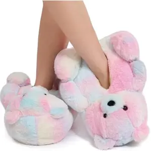 Unisex Teddy Bear Slippers - Cute Comfy Indoor Slippers with Colorful Design & Comfortable Fit - Perfect for Walking & Relaxing
