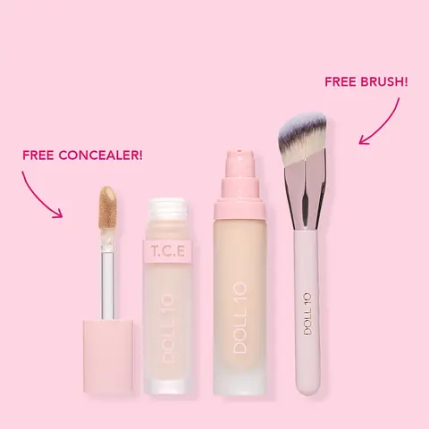 Full Coverage Complexion Bundle | TCE Foundation, TCE Concealer, Airbrush Foundation Brush