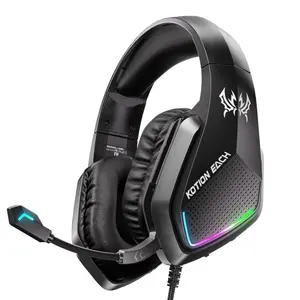 Gaming Headset for PS5, PS4, Xbox Series X/S, Xbox One, PC, Wired Over Ear Gaming Headphone with Noise Canceling Mic & Stereo Bass Surround Sound & LED Light - Black