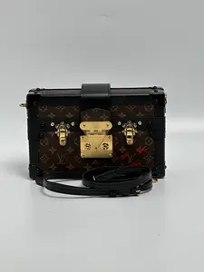 Pre-owned Louis Vuitton canvas Shoulder Bags Petite Malle Monogram Trunk Crossbody Shoulder Bag – Black/Gold BIN005LV