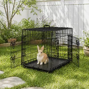 Yaheetech 36 inch Rabbit Crate with 2 Doors, Detachable Handle, Foldable Metal Wire, Waterproof & Leaky-Proof Tray, Ideal for All Stages summervibes