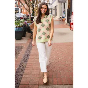 Lime argyle sweater vest