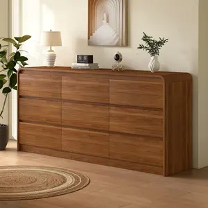 Messenya Modern Wood Dresser | 6/8/9/12 Chest of Drawers with Curved Safety Corners | Large Storage Cabinet Organizer for Bedroom, Living Room & TV Stand