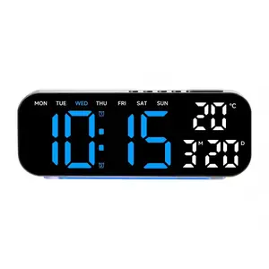 TIMESS New LED Digital Alarm Clock, 10" Large Screen Big Digits, Colorful Base Lighting, USB & Battery Powered, Date Week & Temperature Display, Dual Alarm, for Bedroom Office Bedside, Ideal Modern Decor