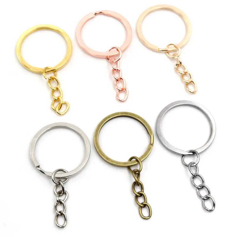20 pcs/lot Key Ring Key Chain 6 Colors Plated 50mm Long Round Split Keychain Keyrings