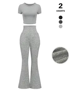 Women's Casual Loose-Fit Short Sleeve Top & High Waist Pants Set, Soft Comfortable Home Wear, Womenswear, All Season Fashion, Fitted Style