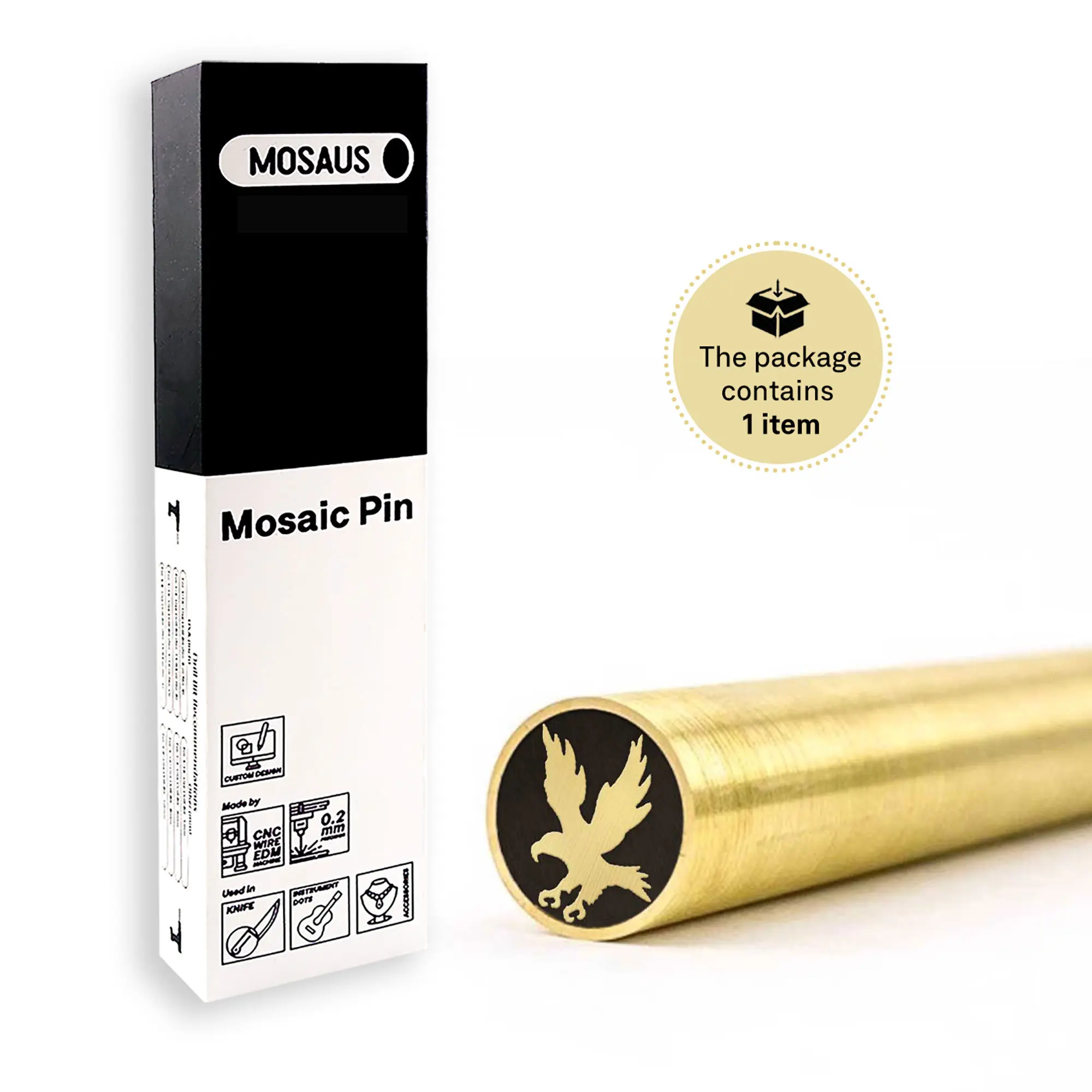 MOSAUS Mosaic Pin for Knife | Eagle | Brass or Stainless | Decorative Brass Knife Handle Pins