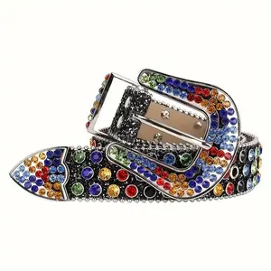 Y2K Colourful Rhinestone Belt - Punk Cowgirl Glitter Belt for Women | Crystal Gemstone Waist Chain, Perfect with Jeans/Dress/Parties