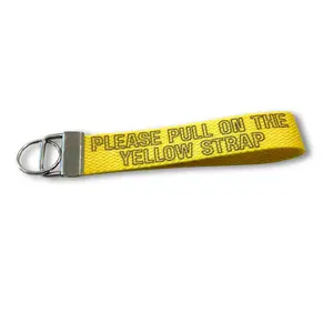 Pull the Yellow Strap Keychain Wristlet I Tug the Yellow Tab Keychain Fob I Theme Park Keychain