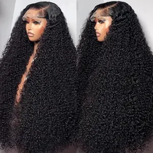 Front lace wig female middle parting small curl long curl hair cover