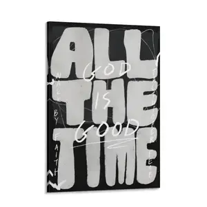 God is Good All The Time Christian Canvas Wall Art - Modern Faith Over Fear Minimalist Picture for Home Church and Office Decor,summerwins