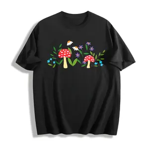 Mushroom Floral Garden Fairy Embroidered Shirt, Oversized Mushroom Shirt, Botany Embroidered Tshirt