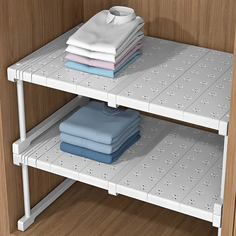 Space Expanding Shelf: 3-Pack Adjustable Tension Rod Shelves. Instantly ...