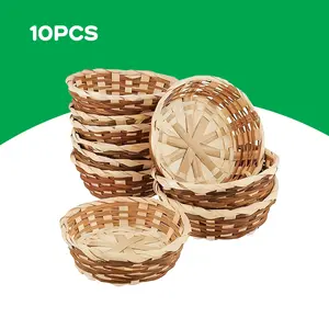 10 Piece Set Dual Color Woven Storage Baskets, Kitchen Dining Room Organizer, Christmas New Year Desktop Party Candy Basket, Gift Basket, Poolside Storage Baskets