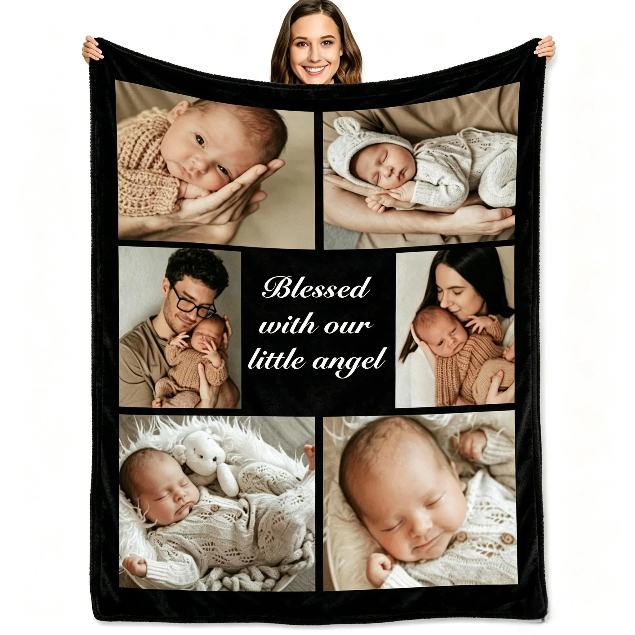 BARLEY 1 Custom  Blanket - Personalized Milestone Blanket with Birth Date, Sentimental Keepsake Gift for New Moms, Record & Preserve Every Stage of Baby’s Growth From Newborn