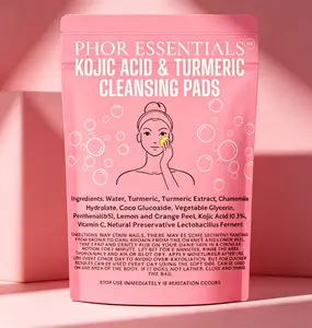 PHOR ESSENTIALS Gentle Skin Smoothing Facial Cleanser Pads, Infused with Turmeric, Kojic Acid and Chamomile