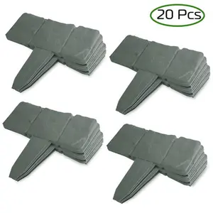 20 PCS Garden Lawn Border Edging Plastic Cobblestone Effect Landscape Decorative Edge-1362