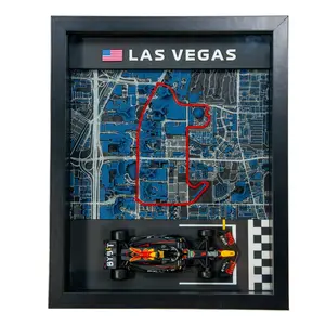 LAS VEGAS 3D Printed Race Track Display with Die-Cast Car Motorsports Wall Art 10in x 8in x 1.5in Black Frame for Bburago 1:43 Scale