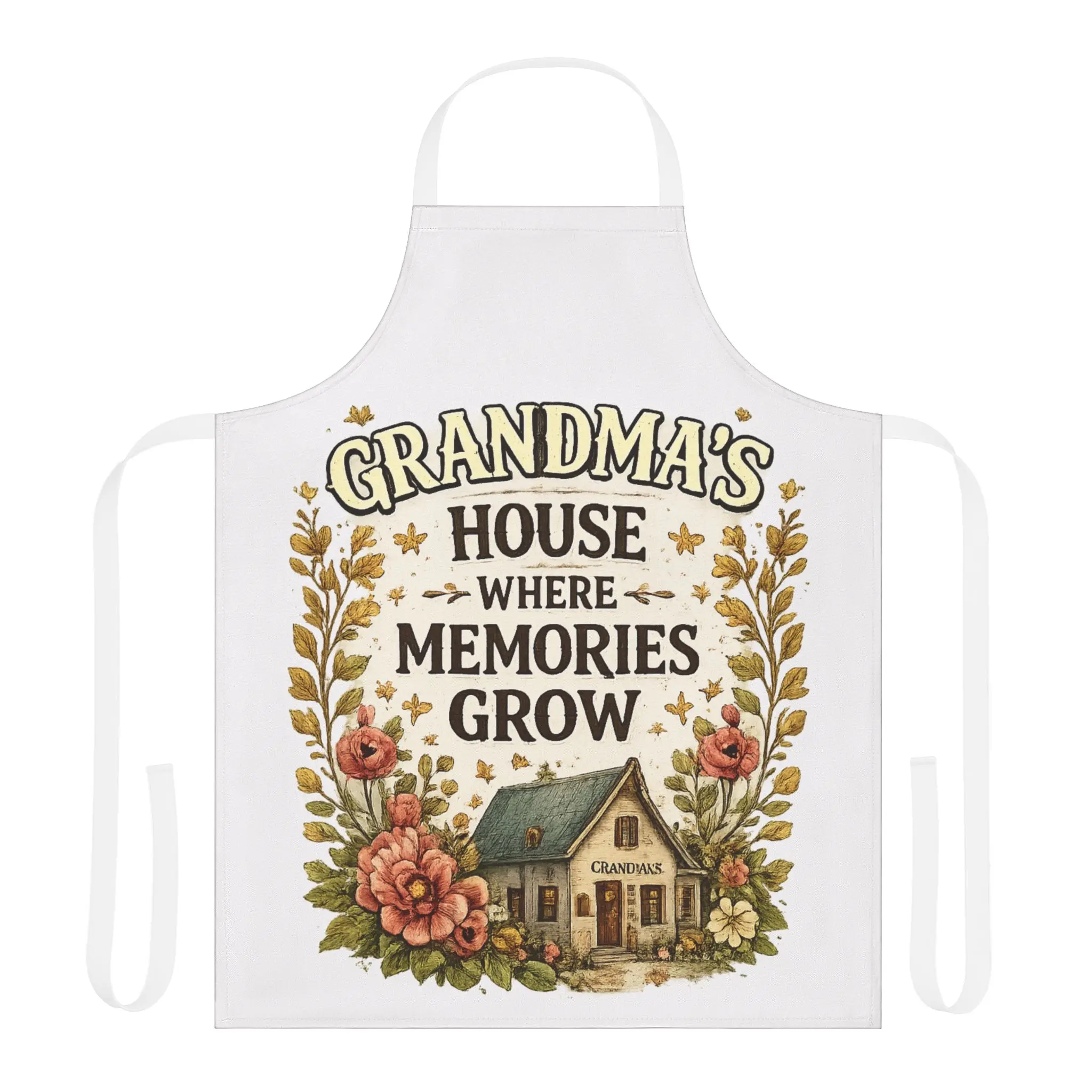 Grandma's House Where Memories Grow Apron | Grandma Cooking Apron | Baking Apron Gift | Mother's Day Gift for Grandma | Floral Kitchen Apron