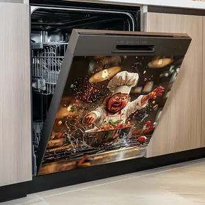 Cute Chef Pattern Kitchen Wall Sticker, 1 Count Removable Kitchen Wall Decal, Decorative Sticker for Home Kitchen Dining Room, Wall Art Stickers