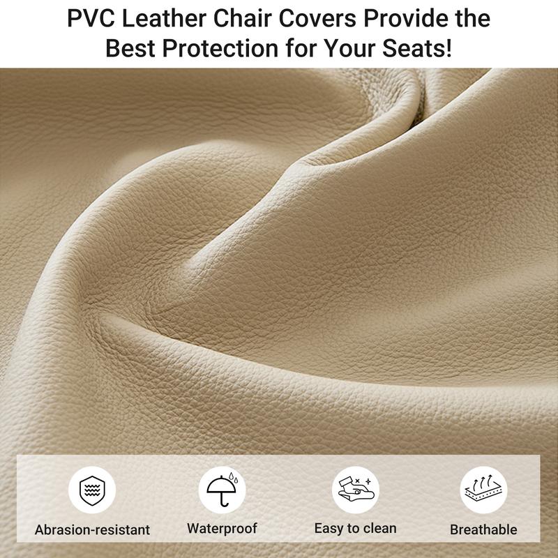 5 Seats Beige PVC Waterproof Car Seat Covers Full Set Universal Fit for Cars SUVs with 3 Zipper Airbag Compatible Truck Cushion Protector