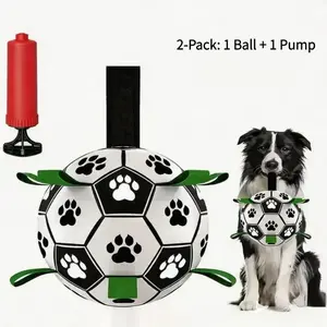2pcs (1Ball + 1 Pump) Interactive Dog Soccer Ball with Pump, Dog Football Toy with Grab Tabs, Durable Herding & Training Ball for Outdoor Water Play, Pet Toy for Medium Dogs