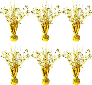 6-Pack Gold Star Table Centerpieces – Metallic Foil Spray Decorations