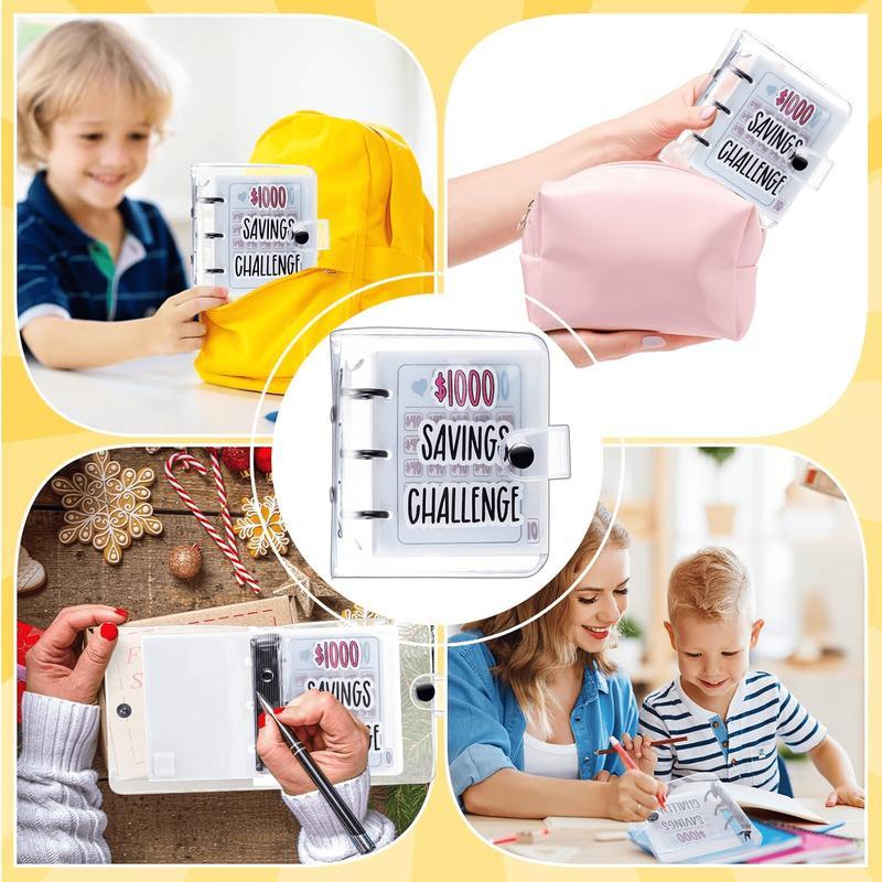 $1000 Savings Challenge Book with Clear Cover – Track Your Money Goals, Build Saving Habits, Stay Organized with This Reusable Budget Binder,mothersdaygift