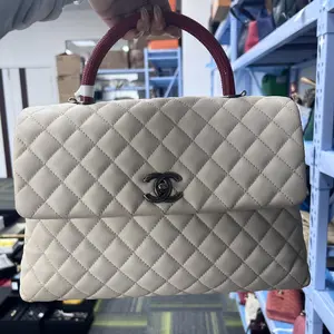 Pre-owned CHANEL FRANCE Crossbody Bags HH large white caviar leather CoCohandle bag with red handles 73192