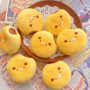 Kawaii Bear Bread Squishy Toy, Slow Rising Soft Yellow Bread Squeeze Fidget Toy, Cute Food-Shaped Stress Relief Toy for Party Favors, Sensory Play