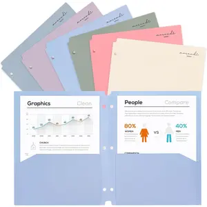 Plastic Folders with Pockets, Fit for 3 Ring Binder, Letter Size, Pastel Colors, 6 Pack