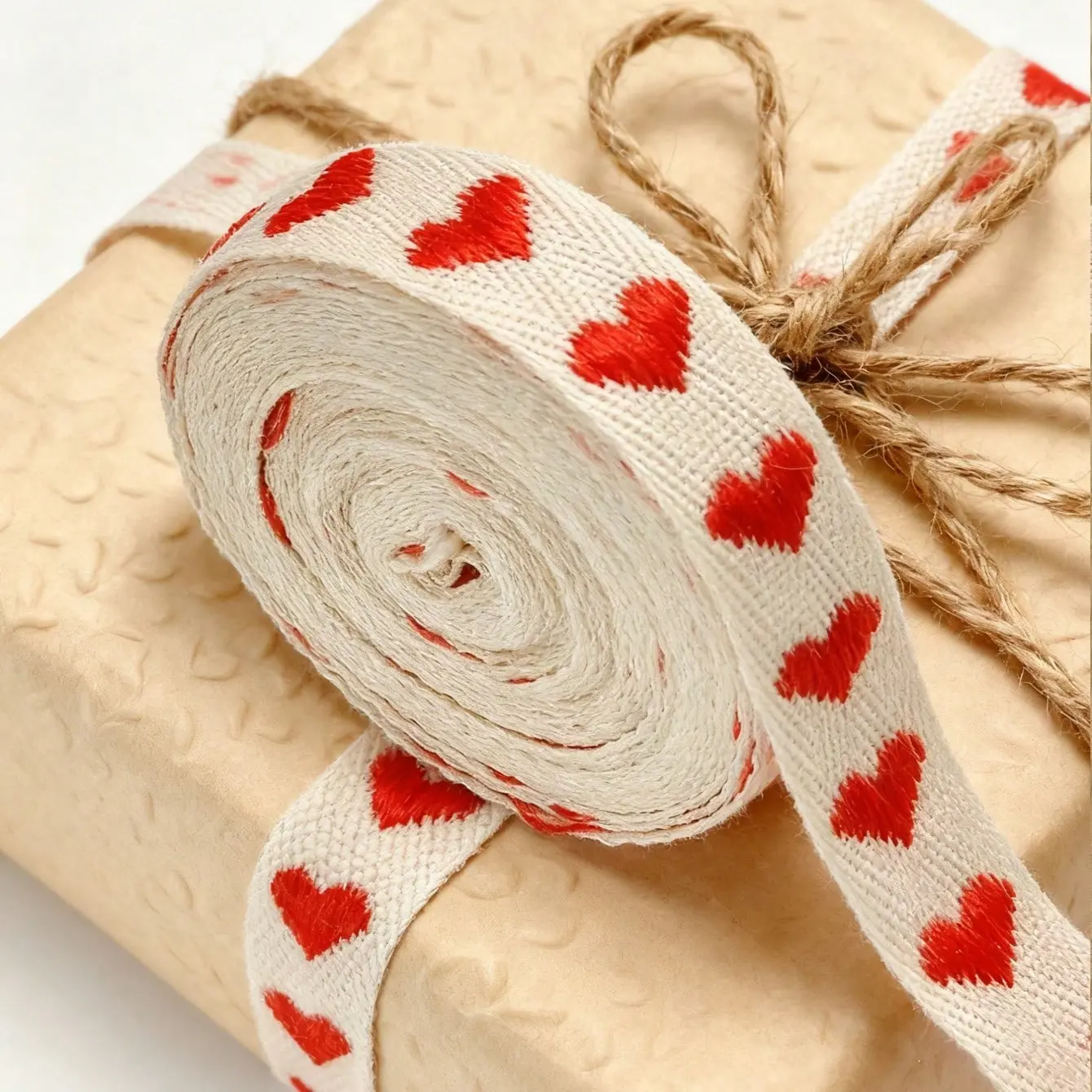 Heart Print Ribbon Gift Wrapping Cord, Handmade DIY Bow String, Valentine's Day Heart Ribbon Decor, Cake Birthday Box Packaging