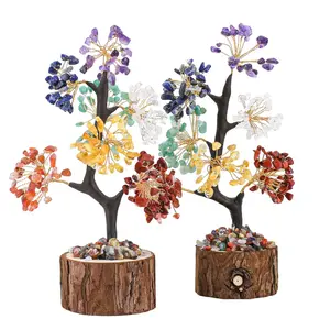 Energy Large Colorful Natural Pink Purple Yellow White Crystal Lucky Fortune Tree Ornament