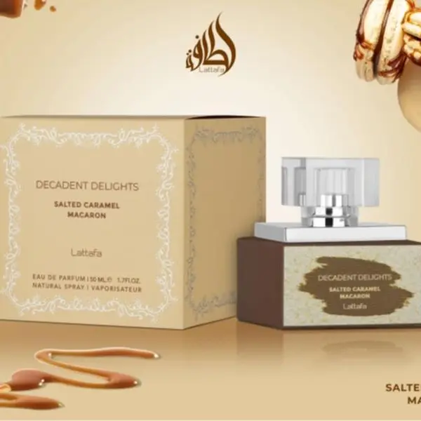 Lattafa Decadent Delights Salted Caramel Macaron Eau De Parfum (EDP) - 50ml Unisex Fragrance for Unisex Wear, Single Item with Salted Caramel, Tonka Bean, Sandalwood and Vanilla Notes