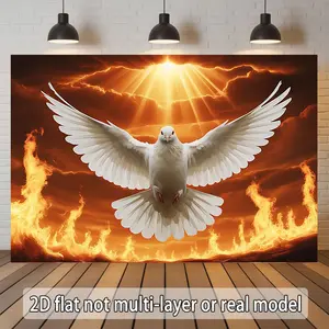 Ascending Dove Divine Light Backdrop Heavenly Religious Background Cloth Glow Faith Tapestry Wall Hanging Photography Background Polyester Fiber Church Wedding Baptism Ceremony Event Decor Studio Prop Spiritual Wall