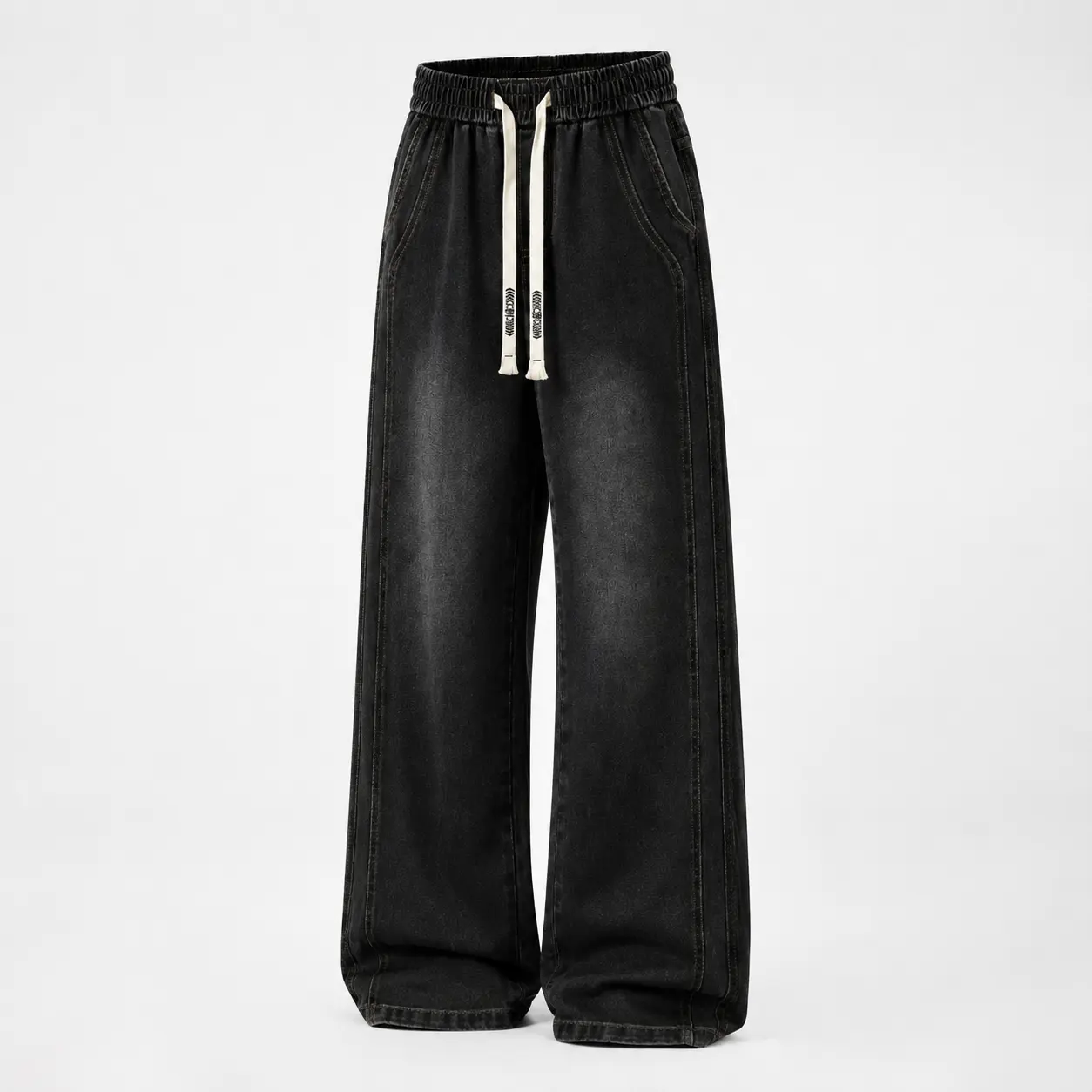 Men’s indigo wash wide-leg drawstring jeans — Y2K non-stretch denim pants, relaxed streetwear trousers. Streetwear #BaggyJeans #Y2KFashion #TikTokMadeMeBuyIt