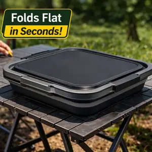 4-in-1 outdoor kitchen hack you didn’t know you needed! Perfect for BBQs, camping & picnics Expandable Prep & Serve Tub w/ Drain Port NEW Chopping Kitchen Knives Board