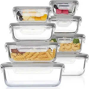8-Piece Glass Food Storage Containers Set, Leak-Proof & Reusable, Perfect for & Freezer Safe, Durable Design, Food Storage Kit