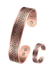 Men's Magnetic Copper Bracelet Ring Set, Adjustable Celtic Design, Natural Anti-Inflammatory Jewelry, Ideal Christmas Gift