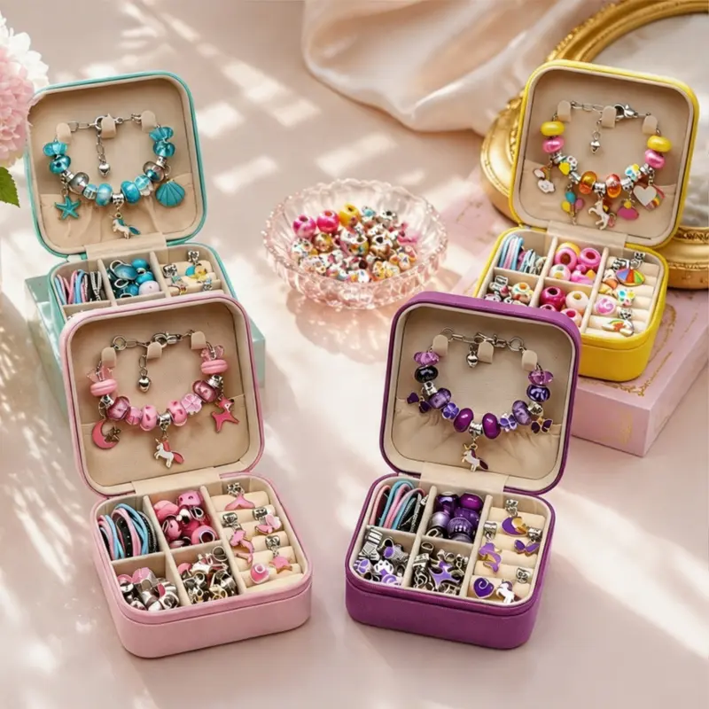 2026 New Princess Themed Handmade Jewelry Beading Set 68Pcs Charm Bracelets Making Kits Bundle with Colorful Beads & Jewelry Box DIY Charms Accessories for Girls Birthday Valentine's Gift Supplies Arts Crafts Gift for Girlfriend New-Year Gift Ideas