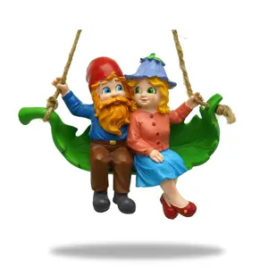 Hanging Garden Gnomes Couple Outdoor Or Indoor Garden Decor - Hand Painted