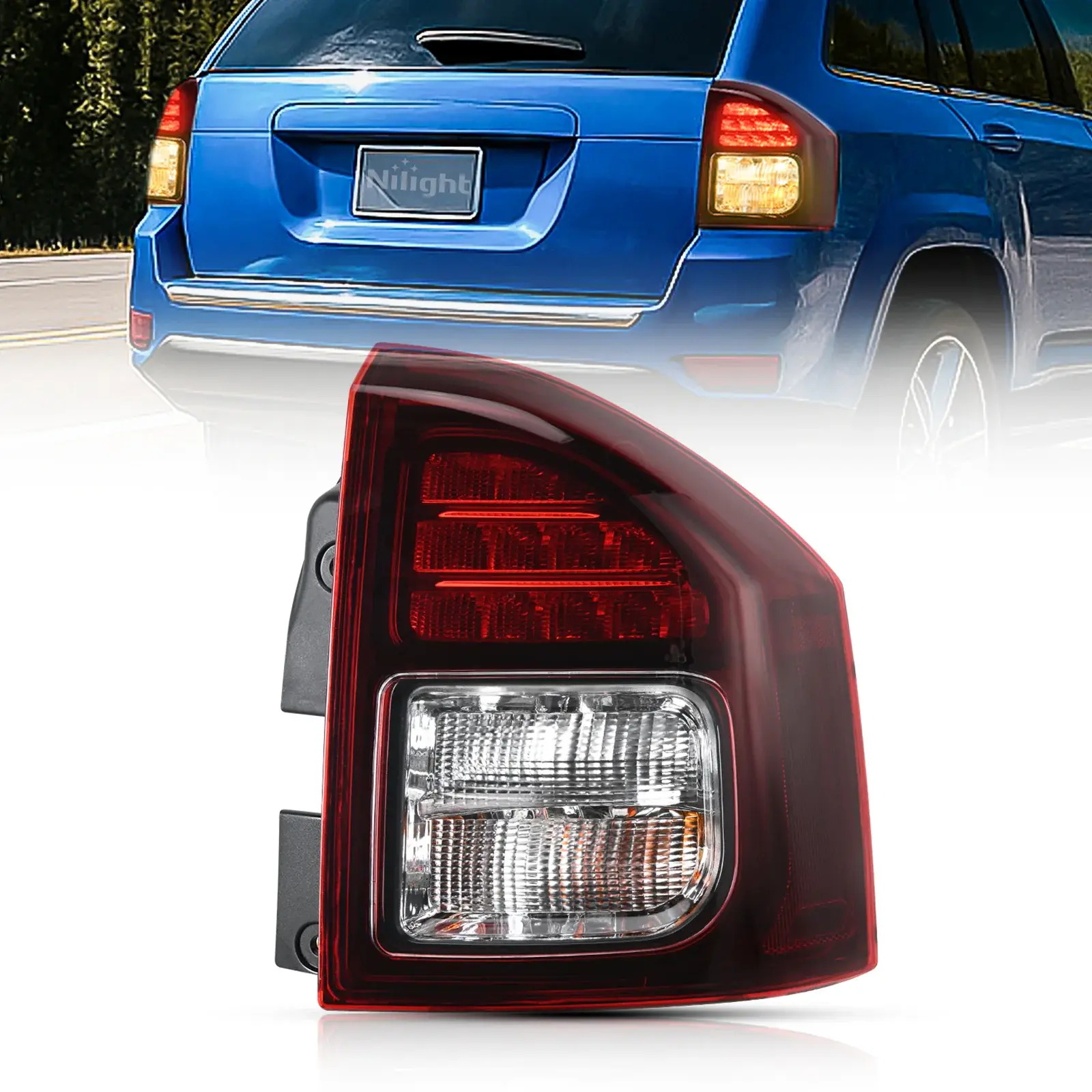 Nilight OE-Style Passenger Side Taillight Assembly with T20 Bulbs - Shockproof, Silicon Seal Vehicle Rear Replacement for 2014-2017 Jeep Compass, Turn Signals, Car Accessories