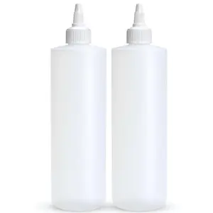 BRIGHTFROM Condiment Squeeze Bottles, 16 OZ Empty Squirt Bottle with Twist Top Cap, Leak Proof - Great for Ketchup, Mustard, Syrup, Sauces, Dressing, Oil, Arts and Crafts, BPA FREE Plastic - 2 PACK