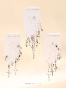 Punk Style Earrings Set, Fashion Cross & Star Design Earrings for Party, Daily Clothing Decor, Trendy All-match & Exquisite Jewelry for Birthday Gift, Versatile Earrings