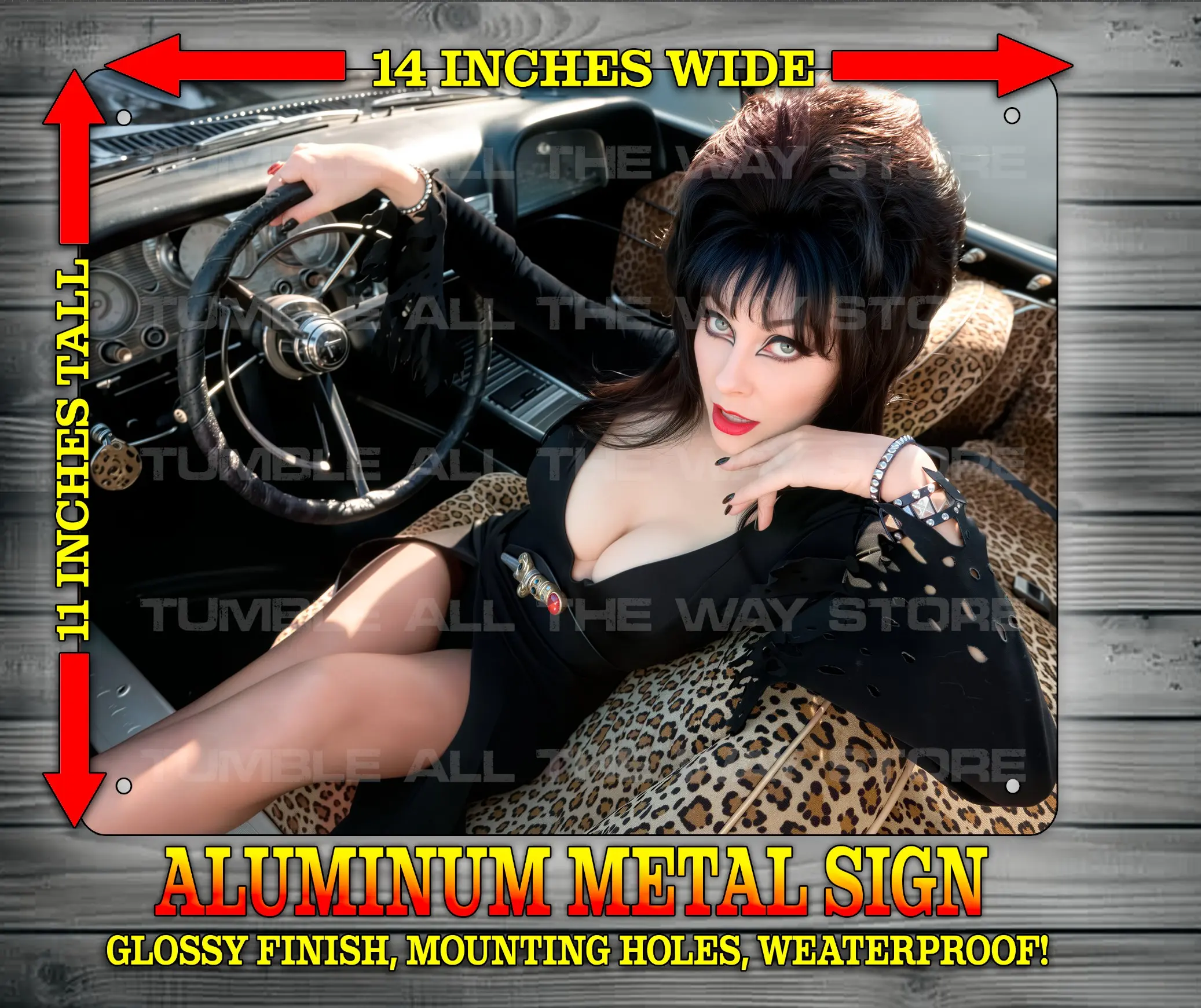 Elvira Mistress of The Dark Gothic Fantasy Movie Metal Sign Wall Art 14x11" for Indoor or Outdoor use