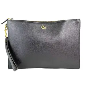 Pre-owned GUCCI Leather Clutches & Wristlets GG Marmont Black Clutch