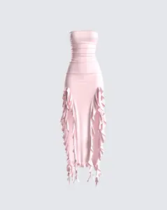 Sadira Pink Strapless Ruffle Dress