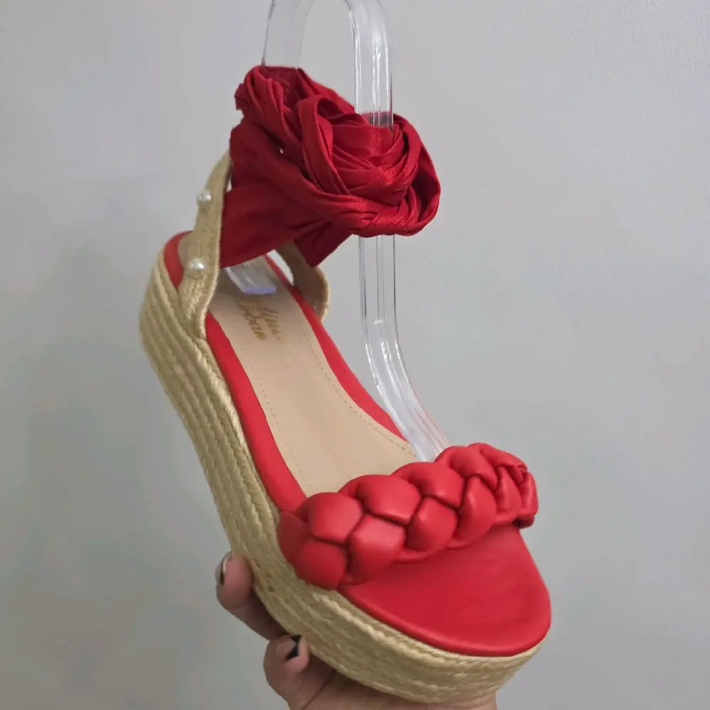 Verona Women's Beige Rope Wedge Sandals - 6cm Platform Height, Comfortable & Lighweight for Daily Wear, Peep Toe Design