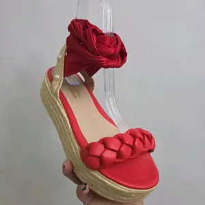 Verona Women's Beige Rope Wedge Sandals - 6cm Platform Height, Comfortable & Lighweight for Daily Wear, Peep Toe Design